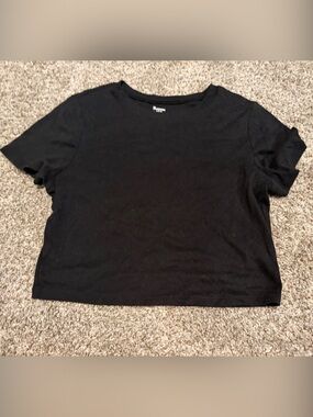 Classic Black Crewneck Crop Top
